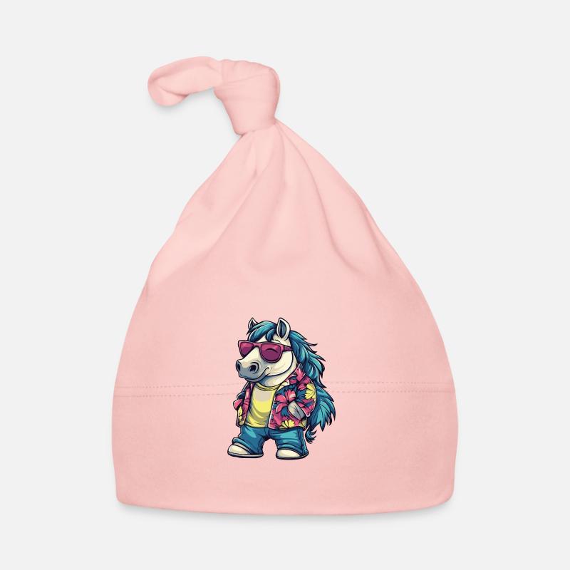 Vacances de bande dessinée de cheval - Bonnet bio Bébé - rose