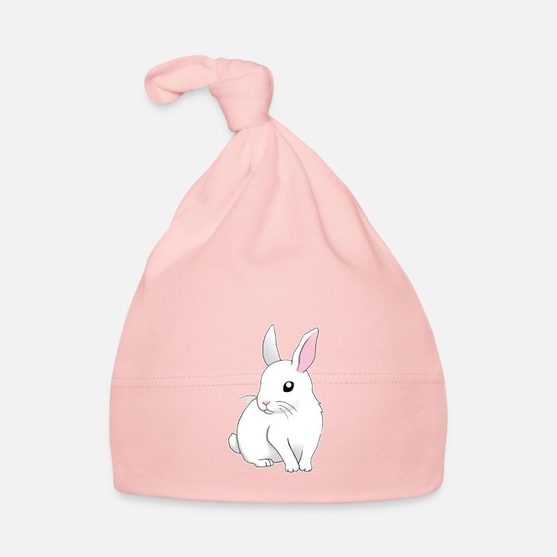 weißer Hase sitzend Baby Bio-Mütze