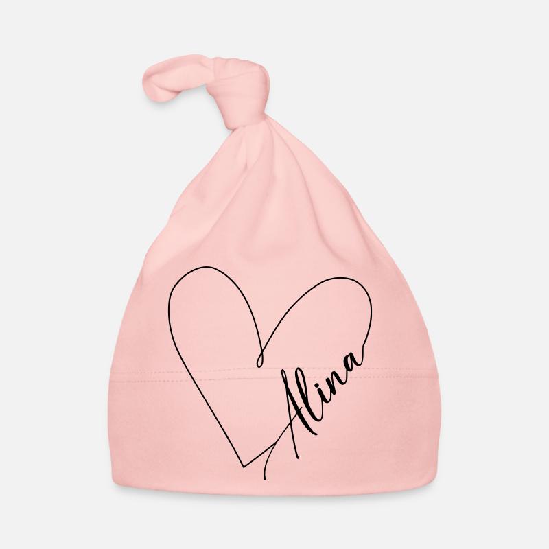 Alina Name Heart Line Organic Baby Cap