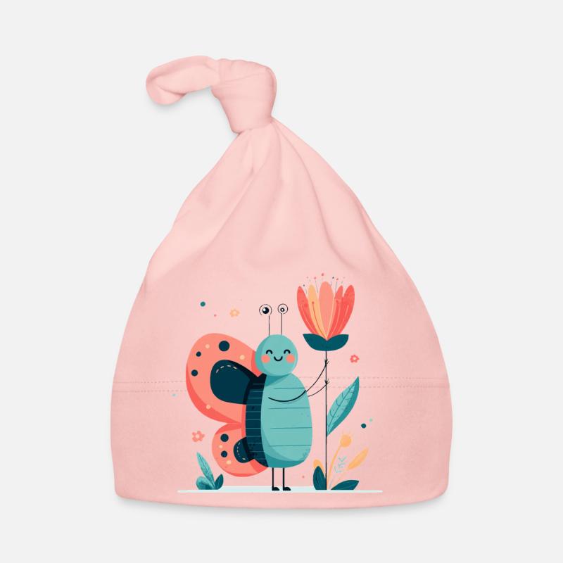 putziger Schmetterling mit Blume Baby Bio-Mütze