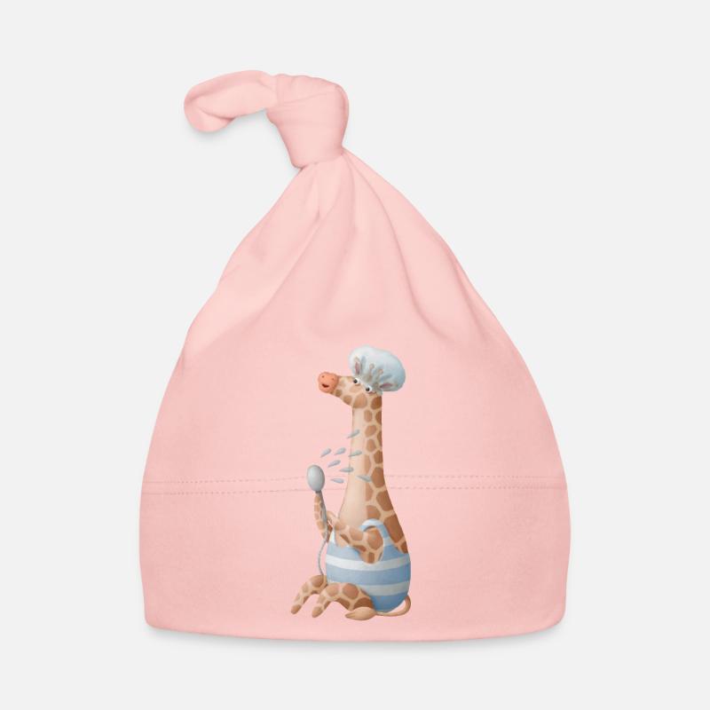 Jolie girafe qui prend une douche avec un bonnet de bain Bonnet bio Bébé