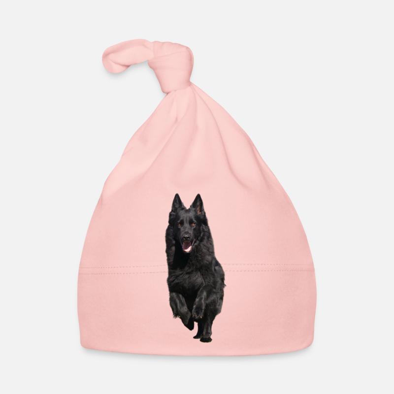 schwarzer Schäferhund Front - Baby Bio-Mütze - Rosa
