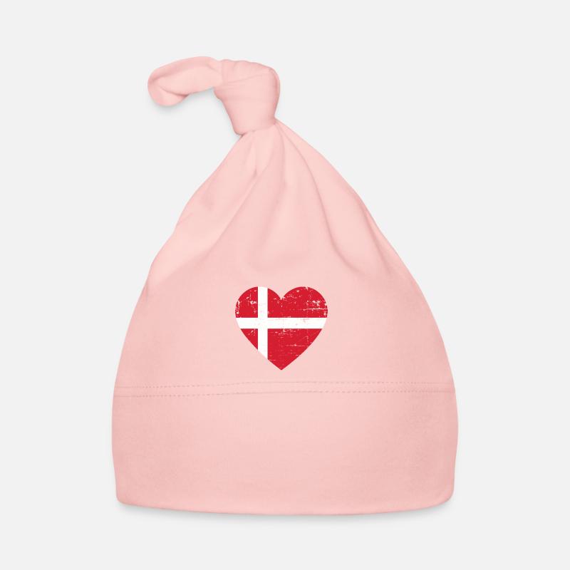 Drapeau du cœur du Danemark Bonnet bio Bébé