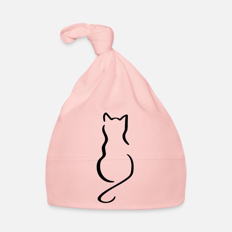 Cat Line Art - Minimaliste - Bonnet bio Bébé - rose