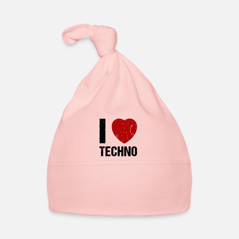 J’adore Techno Heart Techno House Rave Music Bonnet bio Bébé