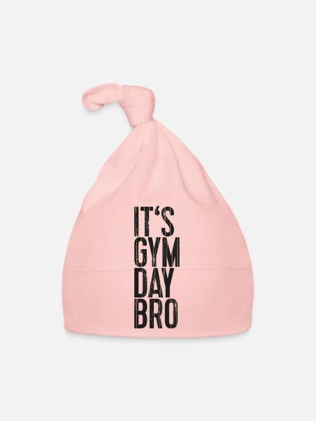 It's Gym Day Bro - Baby Bio-Mütze - Rosa - Vorne