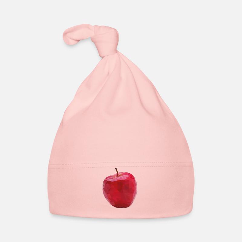 Apfel designed in Low Poly Art - Baby Bio-Mütze - Rosa