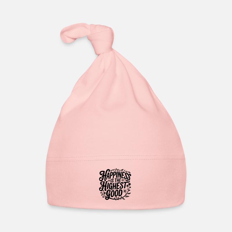 Happiness Is the Highest Good - Floral Typography Organic Baby Cap