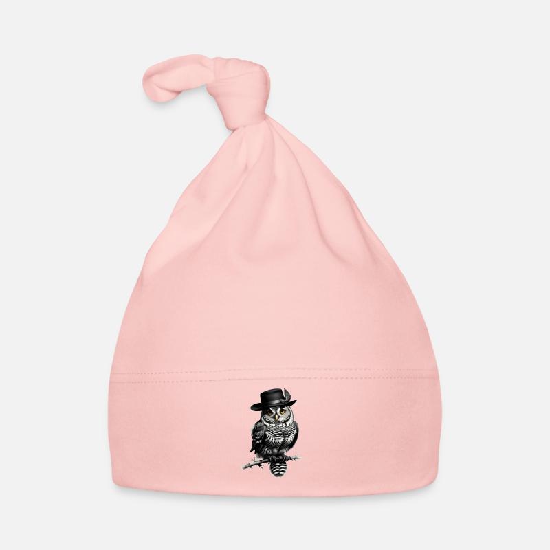 Eule mit Hut - Baby Bio-Mütze - Rosa