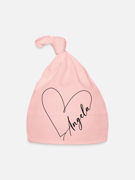 Angela Name Herzlinie - Baby Bio-Mütze - Rosa - Vorne