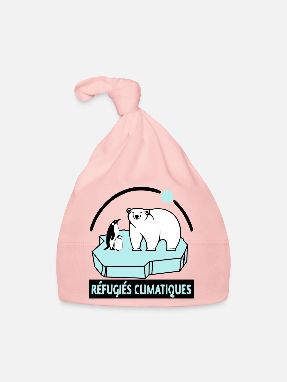 Réfugiés climatiques - Bonnet bio Bébé - rose - Devant