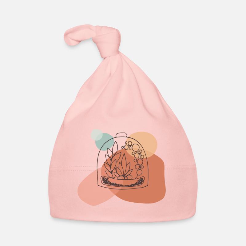 Terrarium Line Art - Bonnet bio Bébé - rose