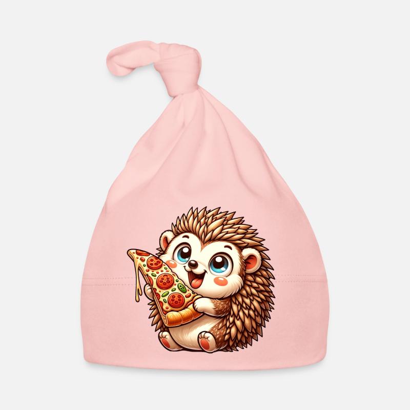 Cute Hedgehog Pizza Lover Comic Italian Organic Baby Cap