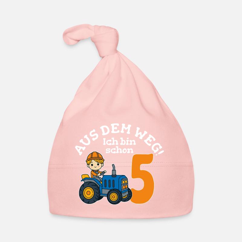 5. Geburtstag Traktor Junge - Baby Bio-Mütze - Rosa