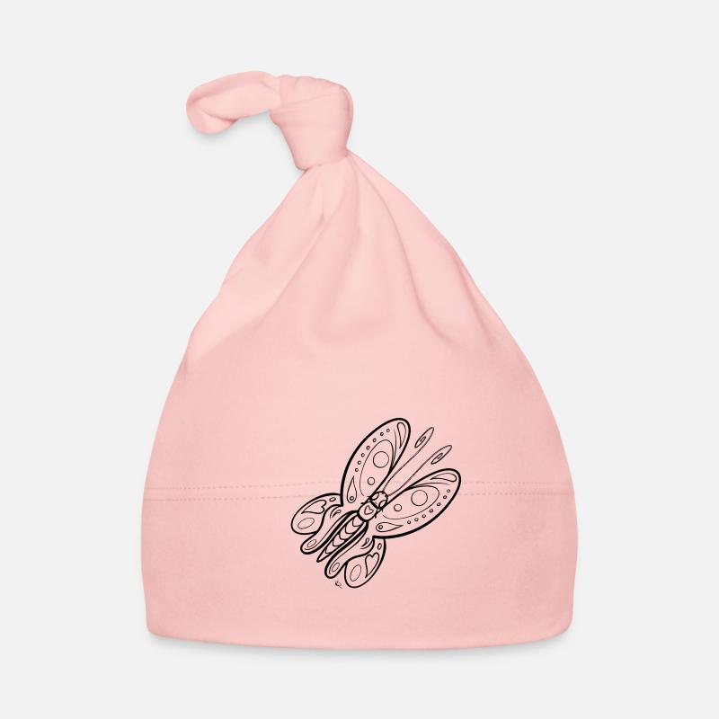 Coloring image butterfly - Organic Baby Cap - pink