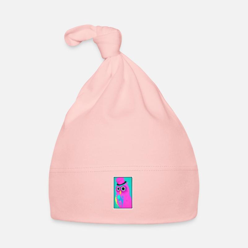 Eule mit Hut - Baby Bio-Mütze - Rosa