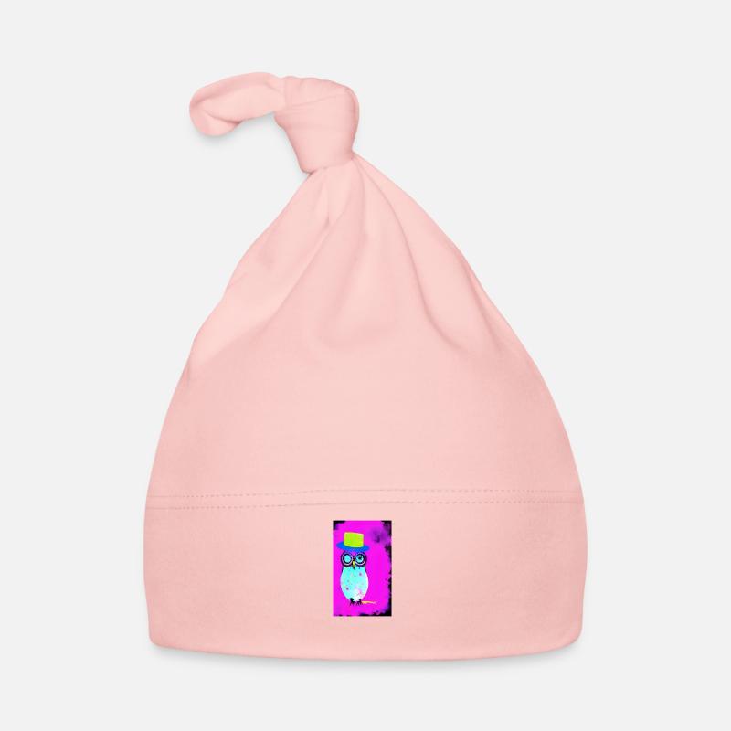 Hibou avec chapeau - Bonnet bio Bébé - rose