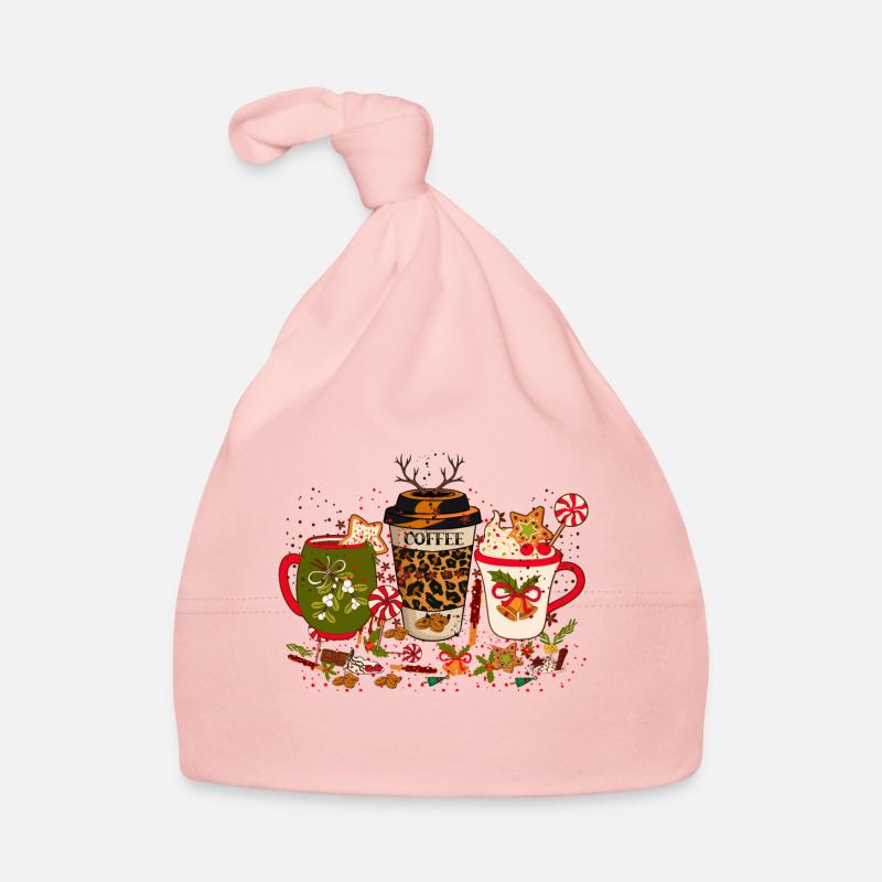 Weihnachtskaffee, Weihnachtsfeier, Weihnachtsstimmung - Baby Bio-Mütze - Rosa