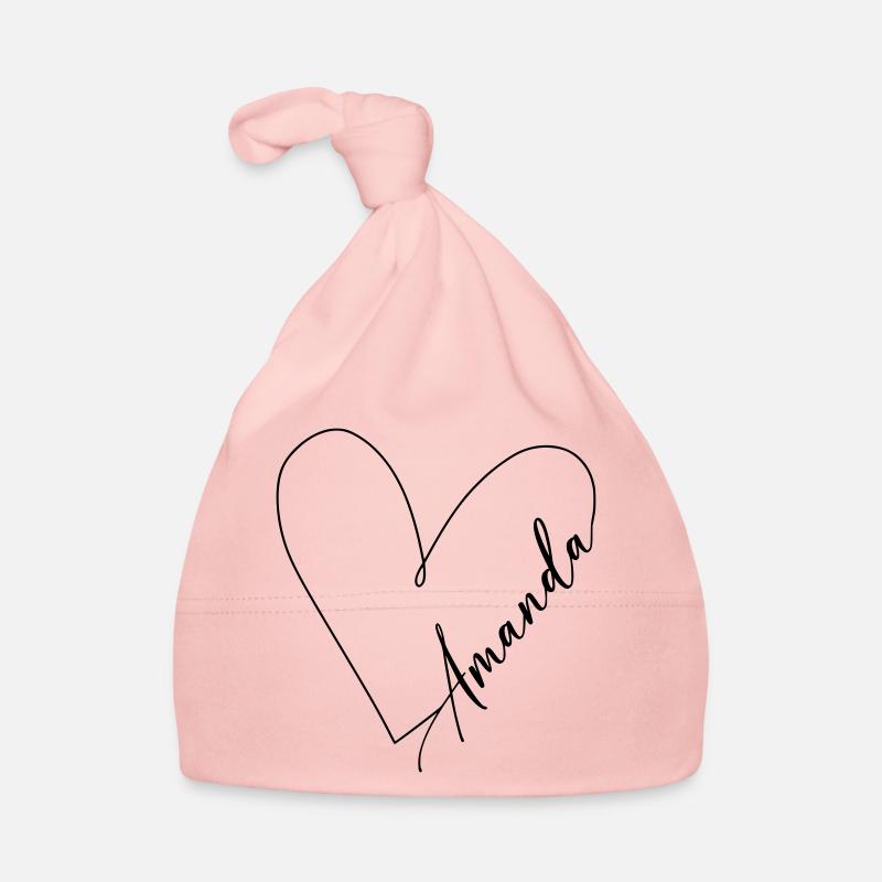 Amanda Name Heart Line Organic Baby Cap
