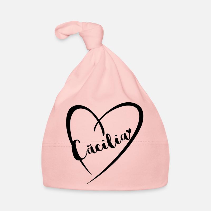 Cäcilia Nom Prénom dans le cadre du coeur Bonnet bio Bébé