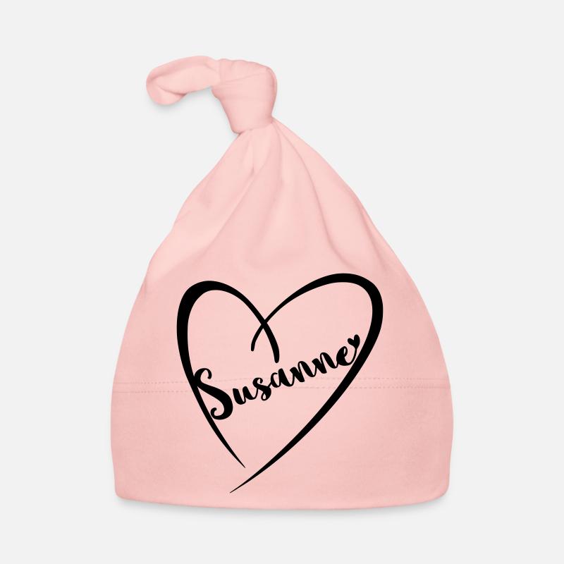 Susanne Last name First name in heart frame Organic Baby Cap