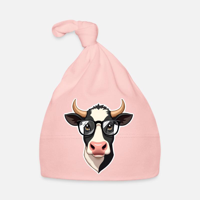 Kuh mit Brille Baby Bio-Mütze