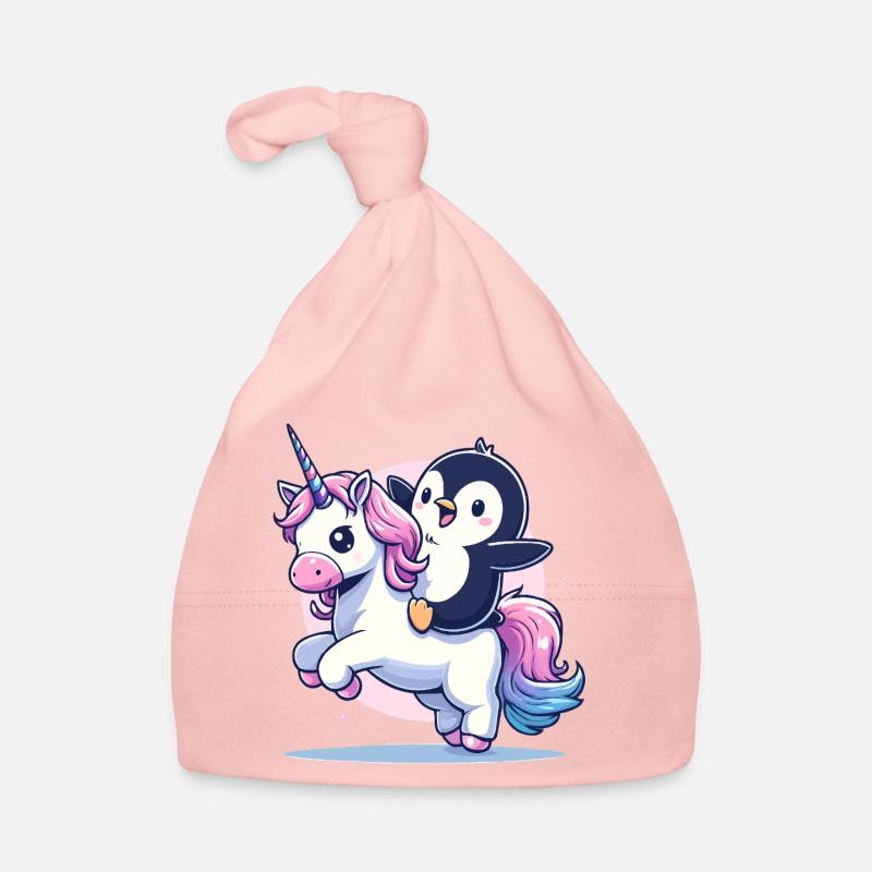 Pinguin reitet Einhorn Baby Bio-Mütze
