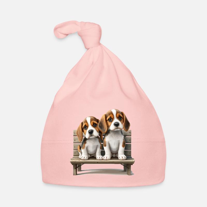 2 Beagles auf Bank Geschenk Baby Bio-Mütze