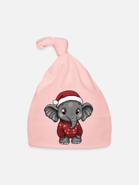 Elephant Christmas Comic - Organic Baby Cap - pink - Front