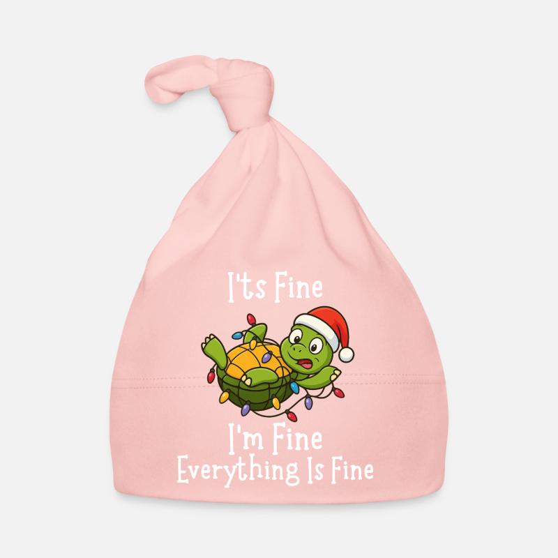 Funny Christmas Turtle It's Fine Everything fine Organic Baby Cap
