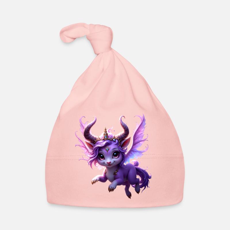 Lila Drache mit Krone Baby Bio-Mütze