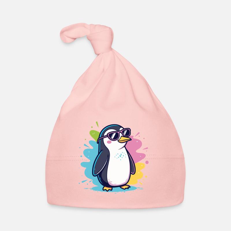 Bunter, cooler Ploppinguin mit Brille Baby Bio-Mütze
