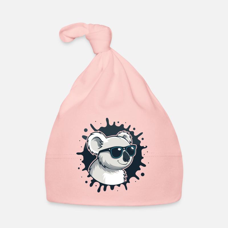 Koala chic glasses on blue splash Organic Baby Cap