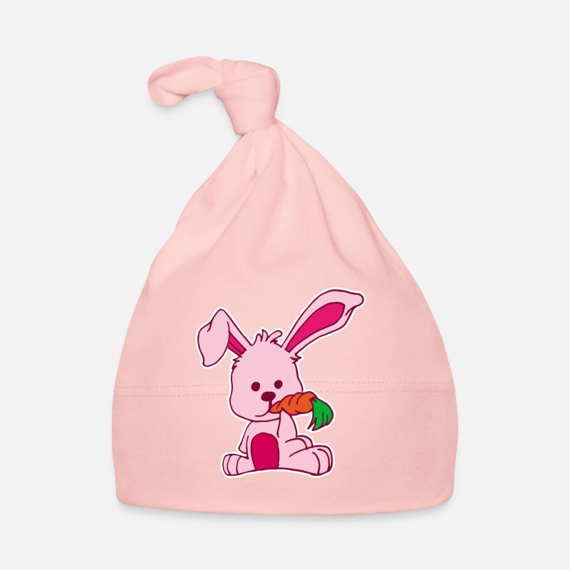 Flat design rabbit loves carrot pink sweet Organic Baby Cap