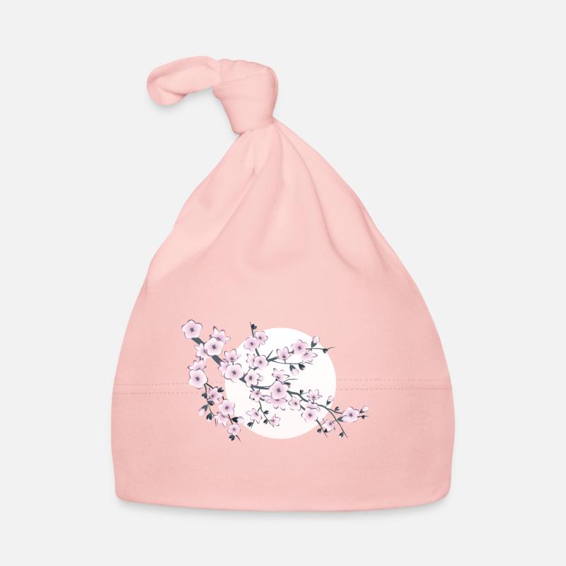 Dusty pink cherry blossom branch full moon Organic Baby Cap