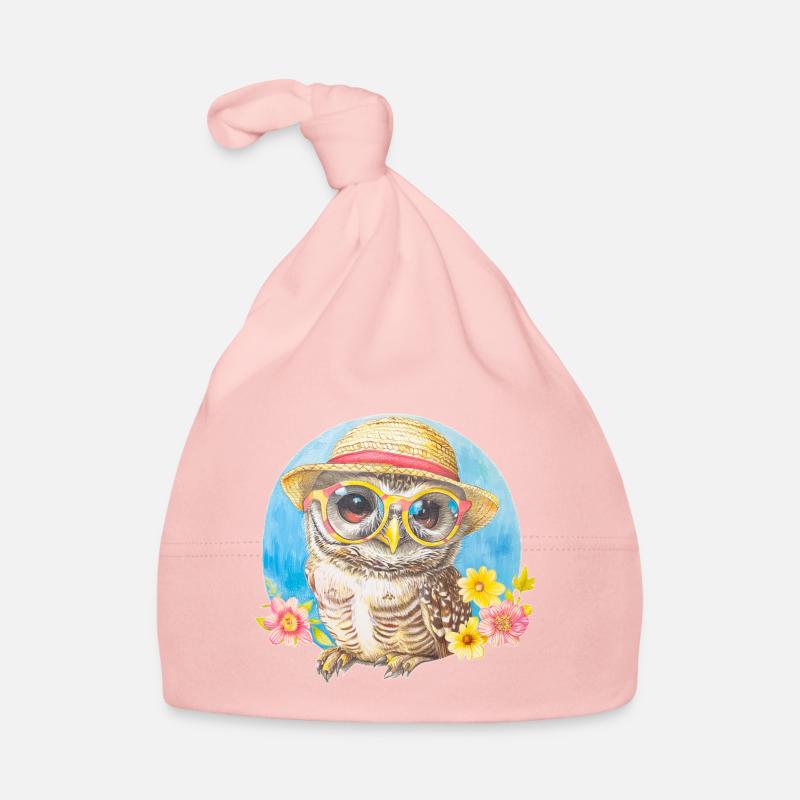 Niedliche Eule mit Sonnenhut Baby Bio-Mütze
