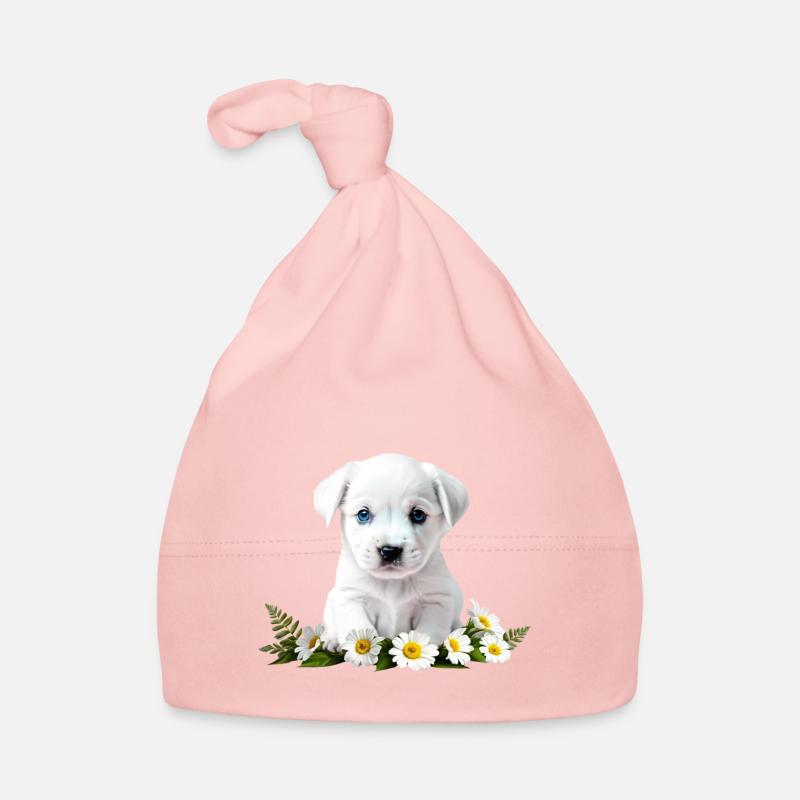 Zarter Welpe mit Gänseblümchen Baby Bio-Mütze