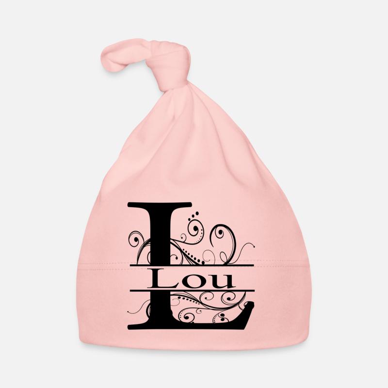 Monogramme avec le prénom Lou - Bonnet bio Bébé - rose