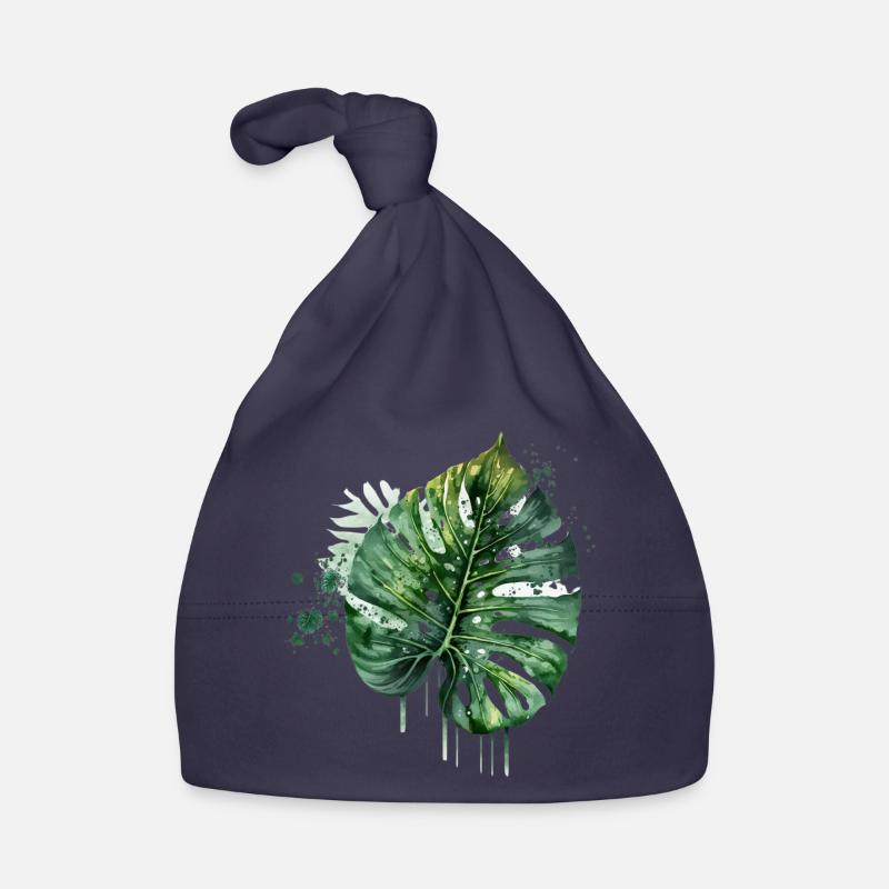 Monstera Feuille tropicale aquarelle Bonnet bio Bébé