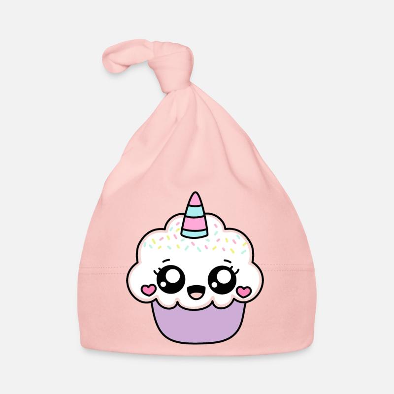 CUPCAKE LICORNE - Bonnet bio Bébé - rose