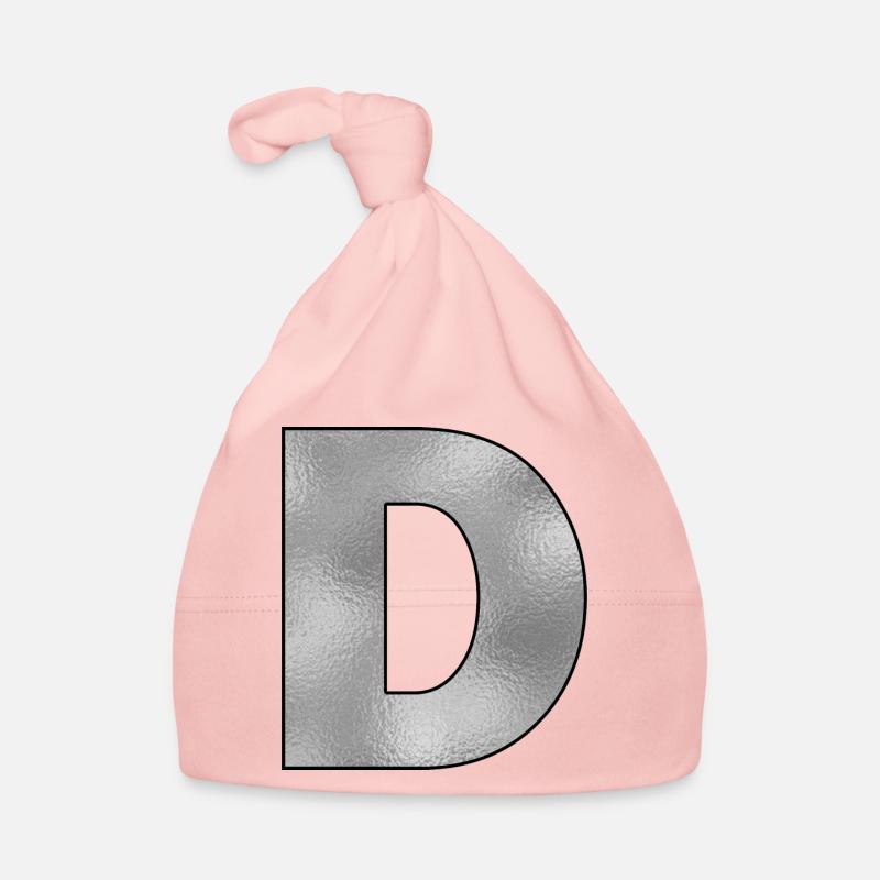 Letter D Silver Organic Baby Cap