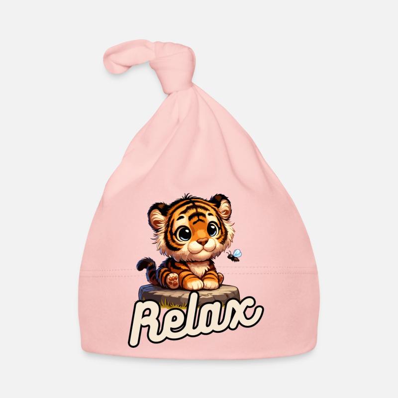 Bébé tigre mignon avec une guêpe et détendez-vous Bonnet bio Bébé