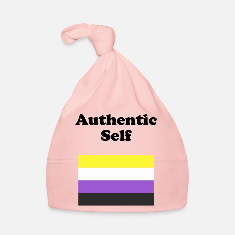 Drapeau non binaire Soi authentique - Bonnet bio Bébé - rose