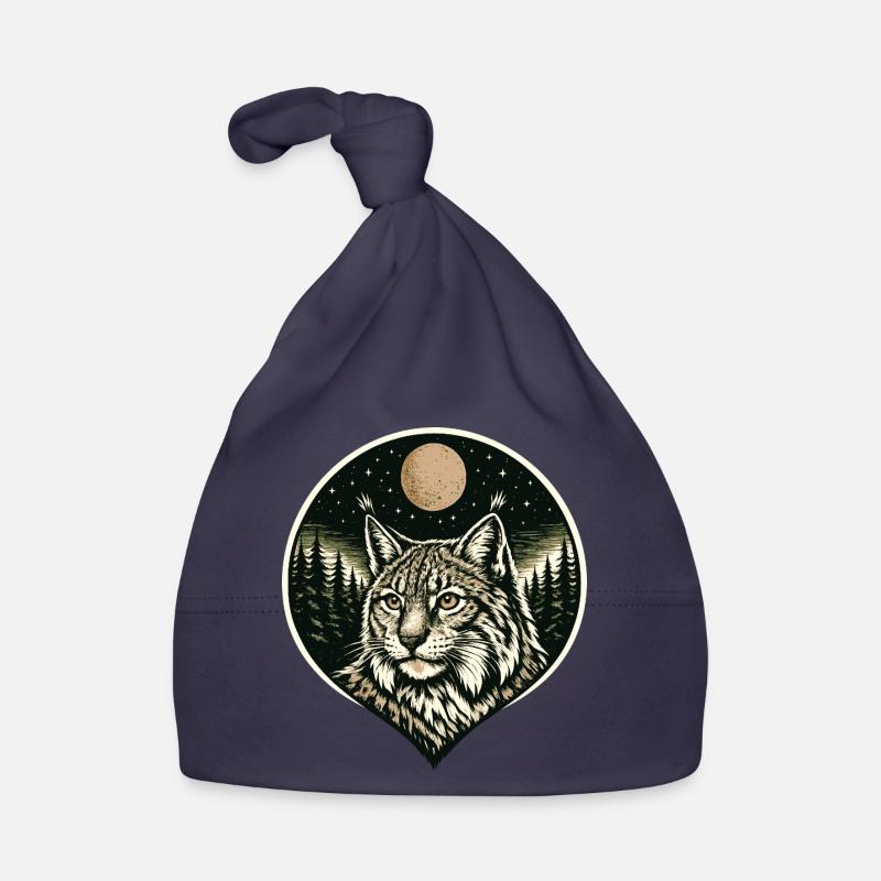 Silent Focus - Lynx dans le style de la gravure sur bois Bonnet bio Bébé
