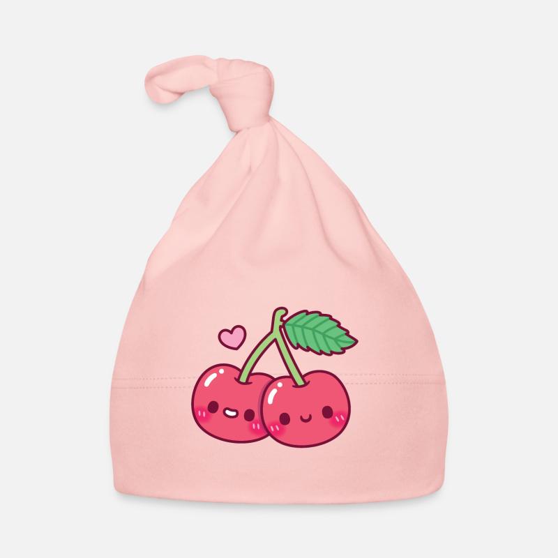 Cute Red Cherries Pair Organic Baby Cap