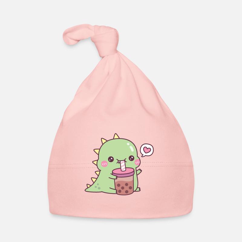 Cute Dinosaur Loves Boba Tea Organic Baby Cap