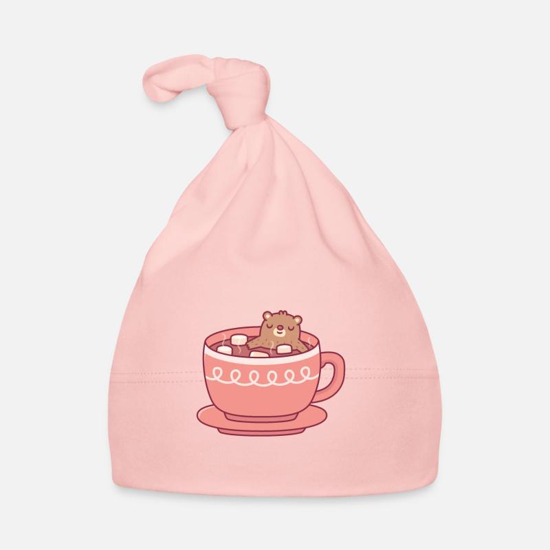 Cute Bear Enjoying A Soak In Hot Cocoa Organic Baby Cap