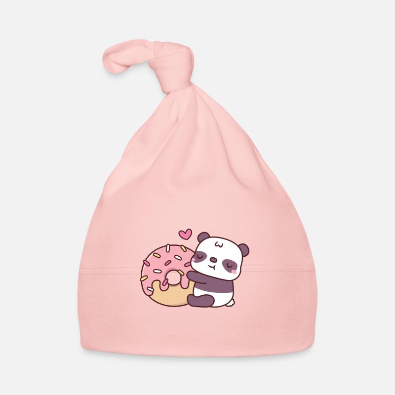 Mignon Panda Bear Hugging Donut Bonnet bio Bébé