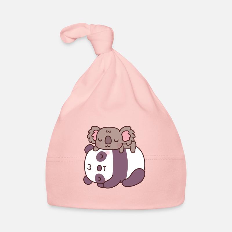 Cute Sleeping Panda And Koala Bear Organic Baby Cap