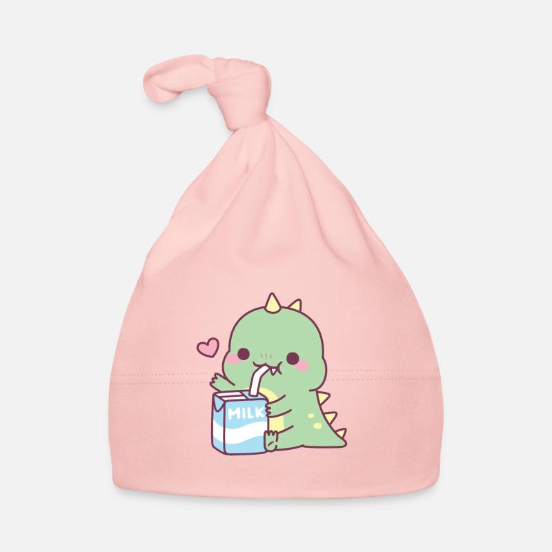 Niedlicher Dinosaurier liebt Milch Baby Bio-Mütze